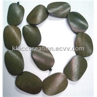 Twisted Oval Gray Wood Beads (25 x 35mm)
