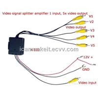 Video Splitter Amplifier Booster 1 Input, 5x Video Output