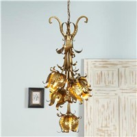 Antique Italian 5 Light Gold Lily Chandelier