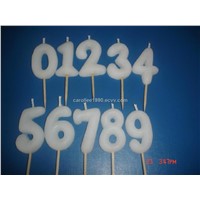 Party Birthday All White Numeral Number Candle 47