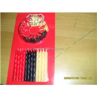 Small Red Black and Light Yellow Spiral Birthday Party Candles (H28)