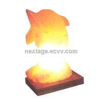 Dolphin Shape Salt Lamp with Wooden Base
