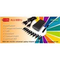 90W 3in1 AC/DC Universal Laptop Adapter for Home, Car and Airplane Use