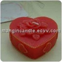 Red Heart Candle Embossed with Rose