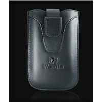 Wanjia Black Button Leather Mobile Phone Case Covering