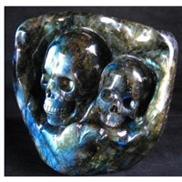 Carving Gemstone Beads Culpture Labradorite Skull