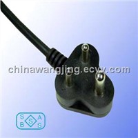 Small South Africa AC power cord 3 pin plug