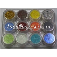 colorful glitter powder in jars