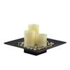 Classical Wooden Candle Holder with Three LED Candles and 500g River Stones