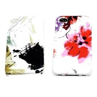 Leather Coating Hard Case for iPhone 4 Flower design I4-043 Hard Case+Leather coating