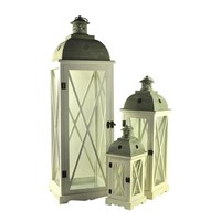 Set of Three Classical Design Wooden Garden Lantern