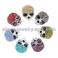 Seven Colorful Crystal Skull Rings Adjustable Band-JT07