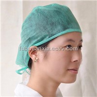 Surgical cap with fixed tie