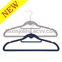 velvet men hanger with indent position &amp;amp; tie bar and hook