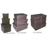 Faux leather storage boxes
