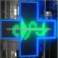 100cm Green and Blue LED Pharmacy Cross