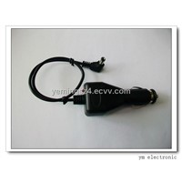 12 volt ABS Wide and straight car charger with DC or USB connector in black 1.0m length