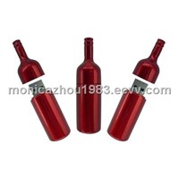 Metal item USB flash disks,red wine bottle shape