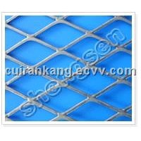 Expanded wire mesh fence
