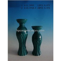 Green glazed Ceramic candle stand