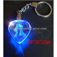 Promotional led crystal keychain crystal engraved gift