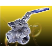 RV-3WAY  ( T type,Ball Valve, Full Bore, Threaded End, 1000 WOG,With Mounting Pad)