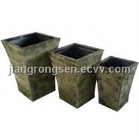 Square tin garden planter