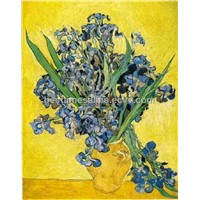 Van Gogh VASE WITH IRISES AGAINST A YELLOW BACKGROUND