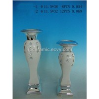White Ceramic candle stand with diamond