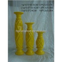Yellow Glazed Ceramic Candle Holder