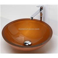 bathroom glass sink- gold amber coating