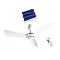 56 Inches Solar Rechargeable Ceiling Fan with Remote Control and Brushless Motor, Low Noise