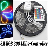 5M 3528 RGB Waterproof Flexible Strip 300 LED Light + IR remote controller