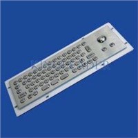 66 keys compact format vandal proof stainless steel industrial keyboard with trackball