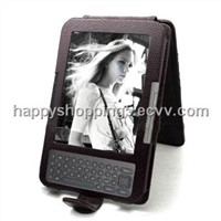 Amazon Kindle 3 Keyboard Real Leather Flip Cover Carry Case / Stand
