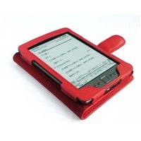 BRAND NEW RED REAL LEATHER CASE COVER FOR AMAZON KINDLE 4