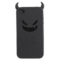 Fox Face Series Soft Silicon Cases For iPhone 4-Black