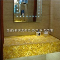 High quality translucent river stone pebble panels for indoor decoration