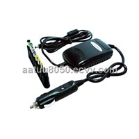 Mini design 80W universal laptop car charger with LED show and 8 output pins for most laptops use