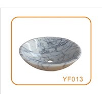 Round Shape Bianco Carrara Marble Wash Basin