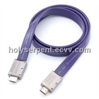 purple gold-plated flat HDMI cable