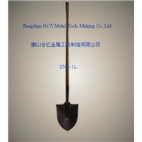 round shovel with  L  wood handle