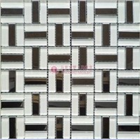 white mirror stainless steel mixed glass mosaic