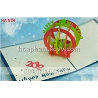 New Year Globe - Handmade pop-up greating card
