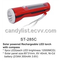 Solar powered Rechargeable LED Torch with compass