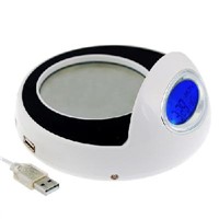 Cup Warmer and USB Hub with Clock