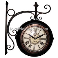 Double-Sided Iron Standing Wall Clock