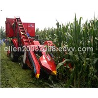 corn combine harvester mounted on the tractor