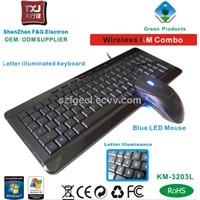 illuminated keyboard and mouse combo