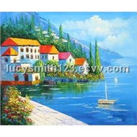 med landscape oil painting